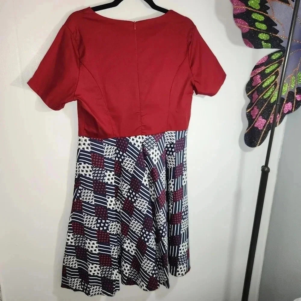 Vintage Style Sucrefas Dress Deck Of Cards Pin-up Red White Blue XXL 12 - Picture 6 of 12